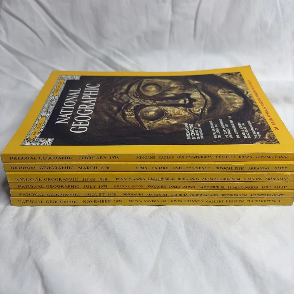 National Geographic Lot Of 6 Magazine Feb,March, Jun,July, August,November 1978
